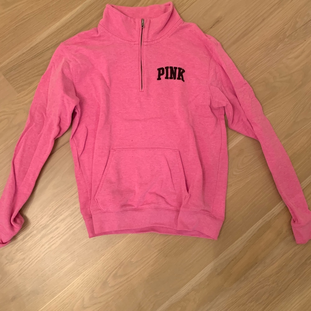 pink PINK quarter zip sweatshirt